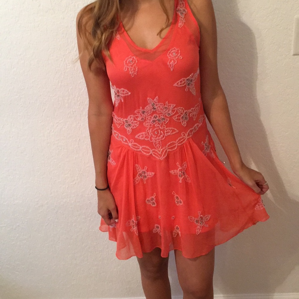 NWT Coral Beaded Dress
